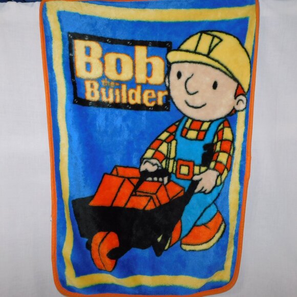 Vintage Bob the Builder Kids Toddler Plush Fleece Throw Crib Blanket 30" x 44" - Picture 1 of 5